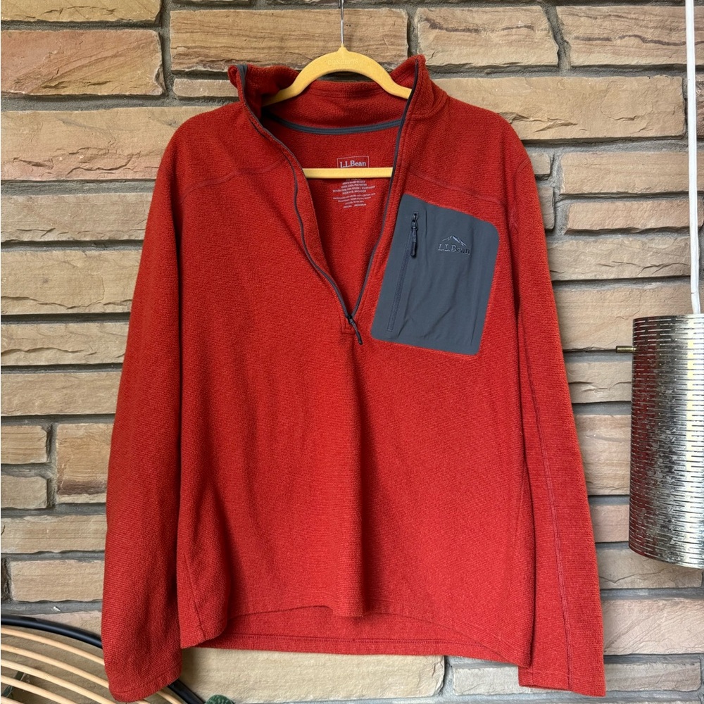 L.L. Bean Men's Orange Half-Zip Fleece Jacket